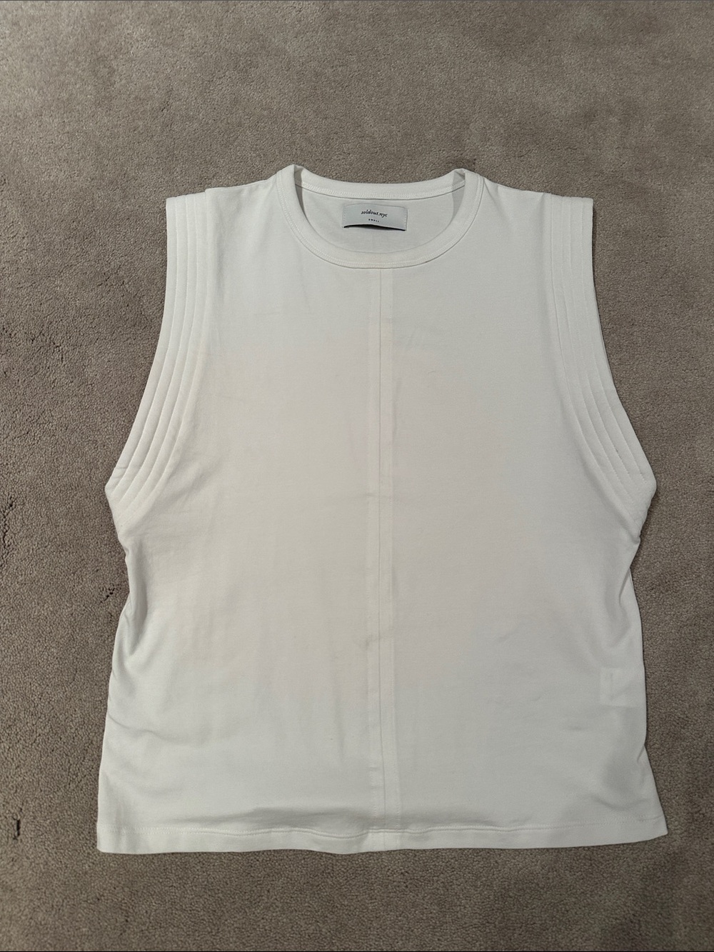 Sleeveless Rib-Shoulder Tee in White
